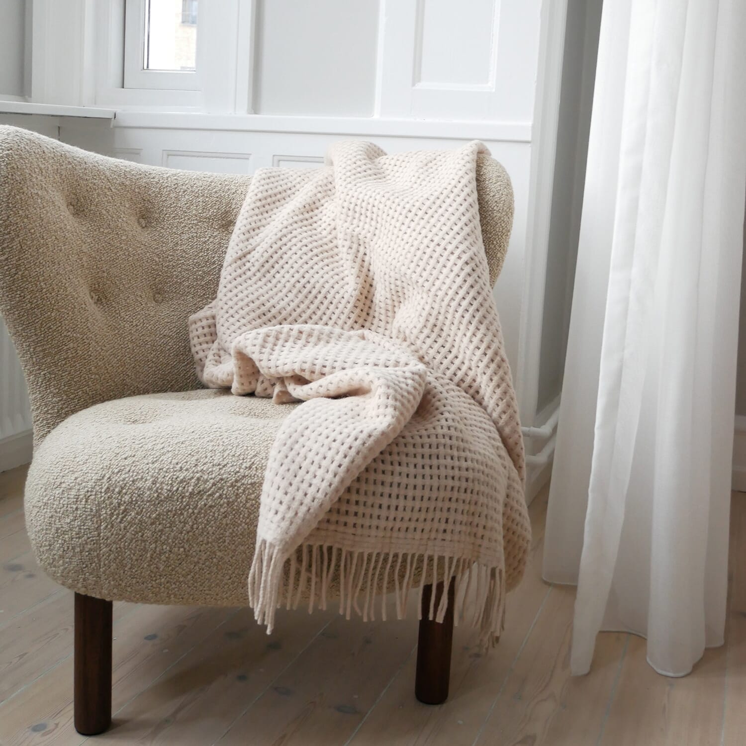 Alpakkapledd Basket Beige