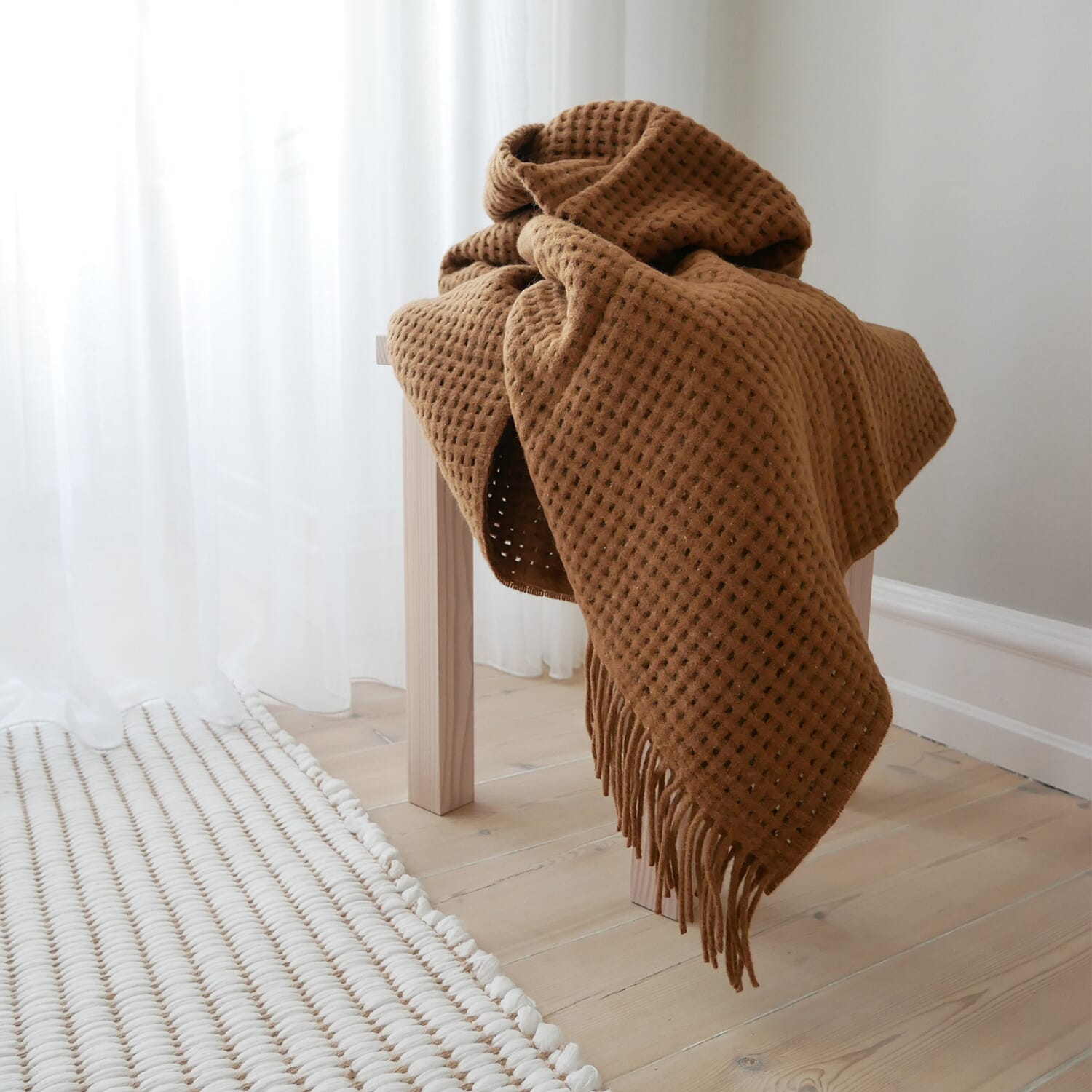 Alpakkapledd Basket Camel - Bilde 2