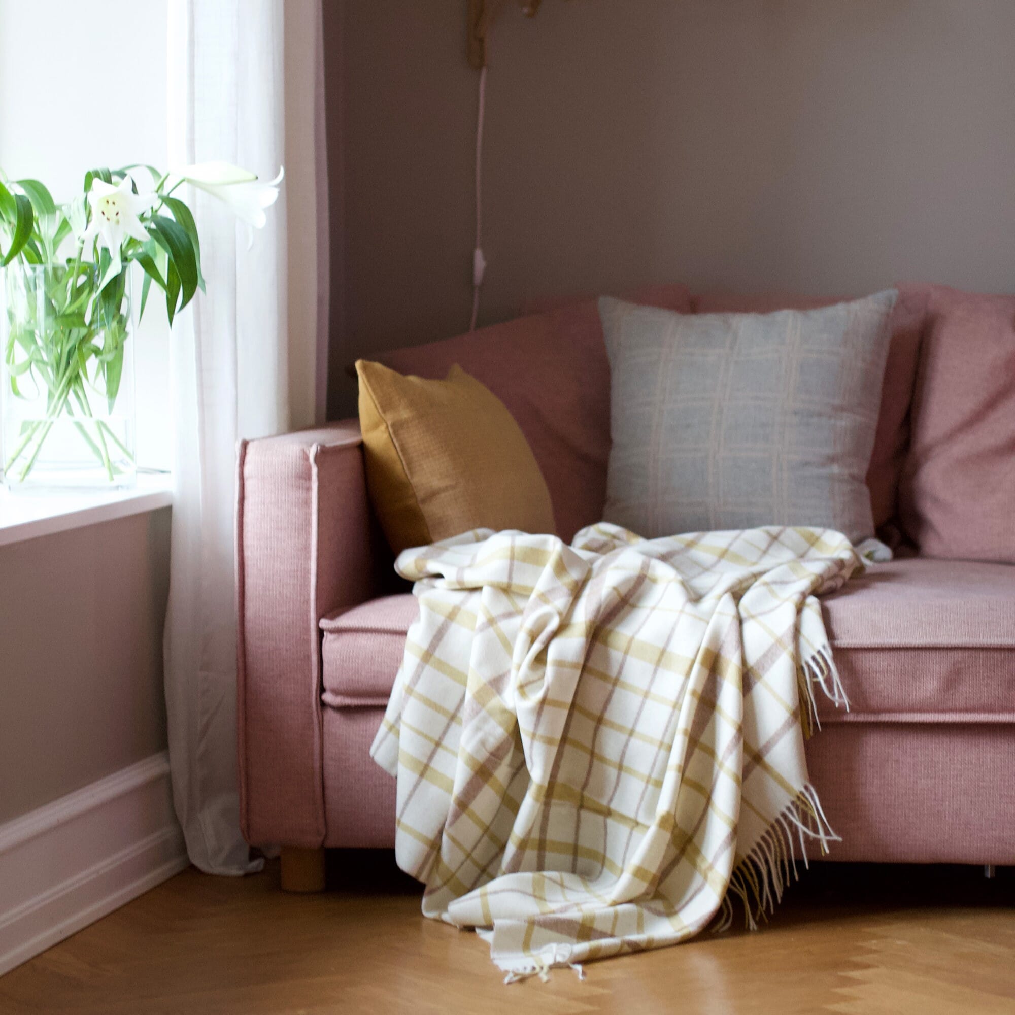 Alpakkapledd Tweed Light Yellow - Bilde 2