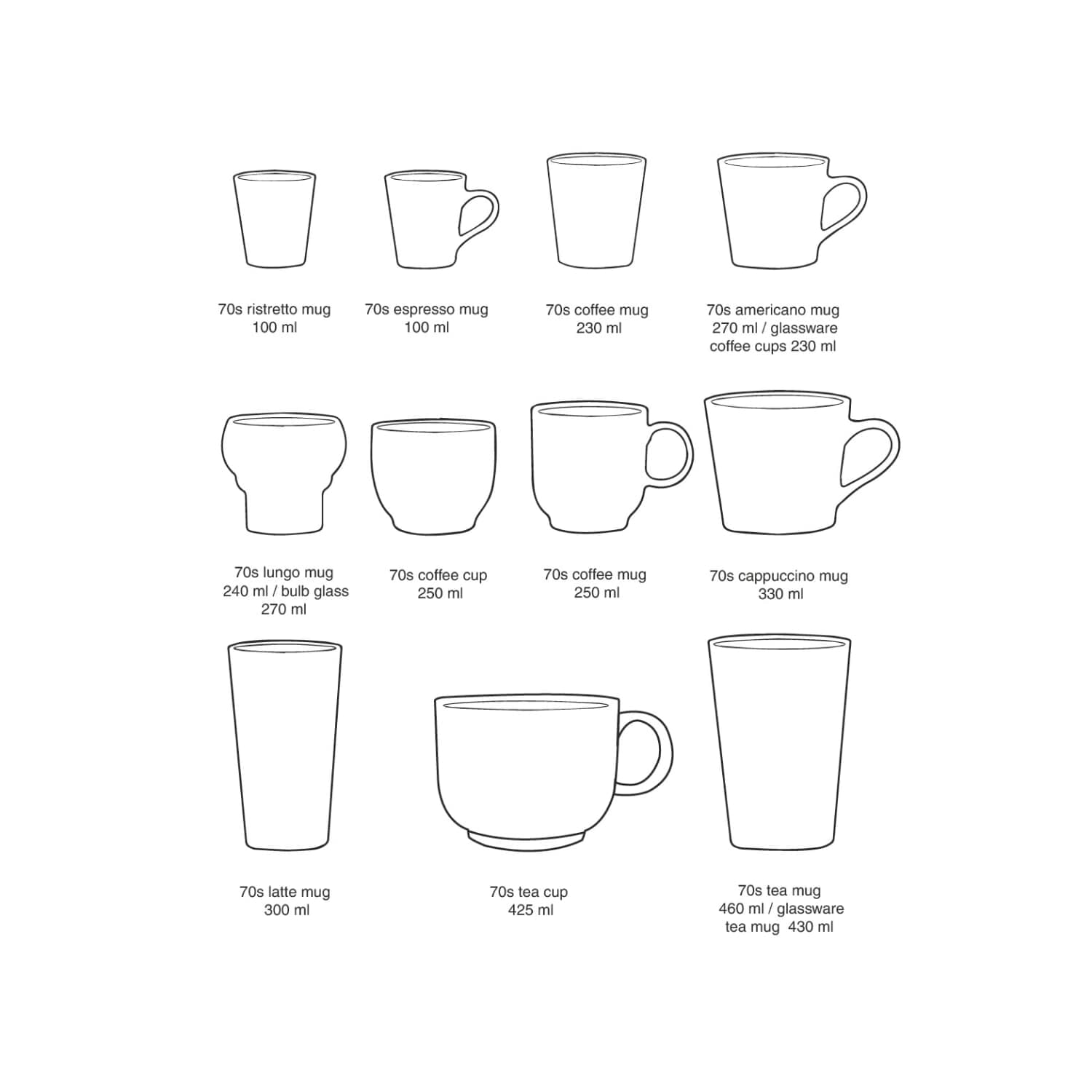 70s ceramics: café cups lagoon (set of 4) - Bilde 4
