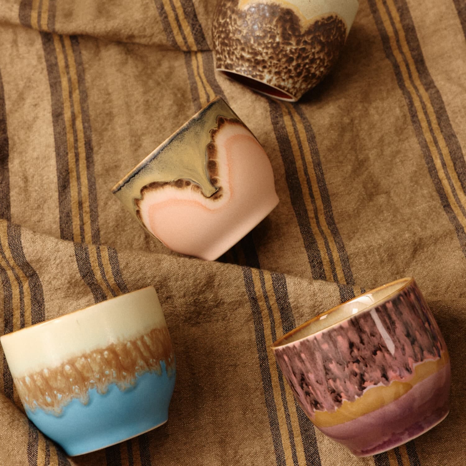 70s ceramics: café cups lagoon (set of 4) - Bilde 3