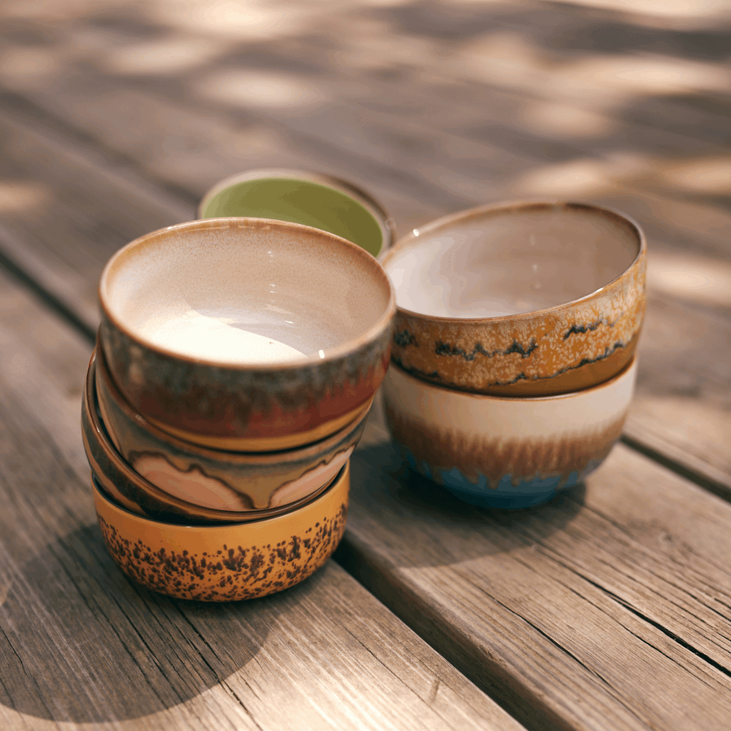 70s ceramics: noodle bowls seabreeze (set of 4) - Bilde 3