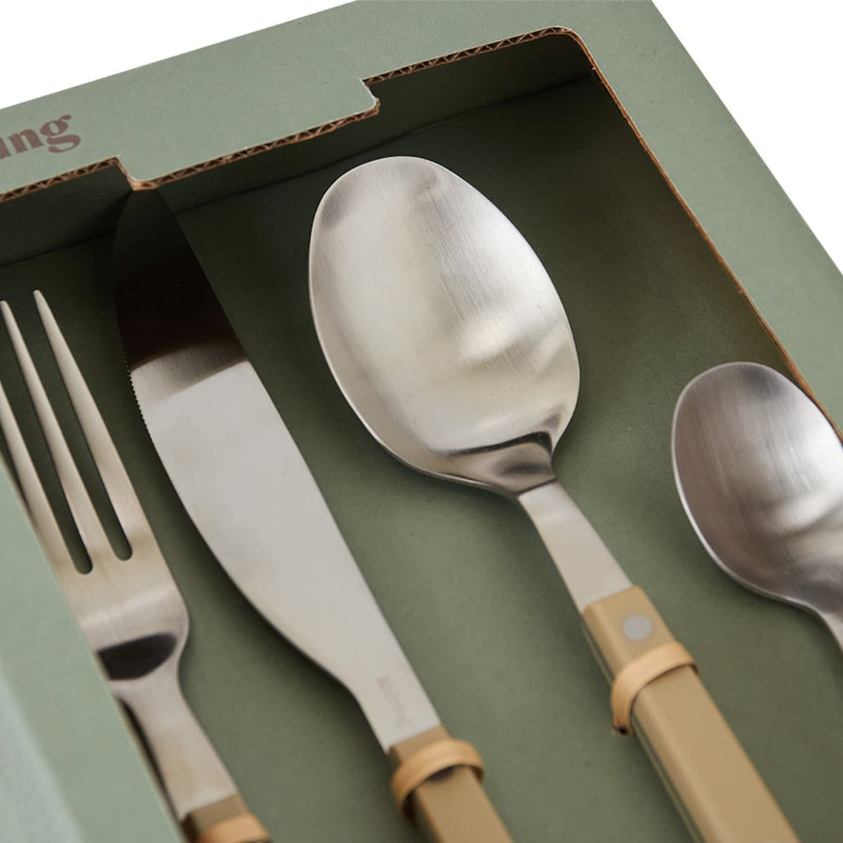 70s cutlery: olive, set of 16 - Bilde 2