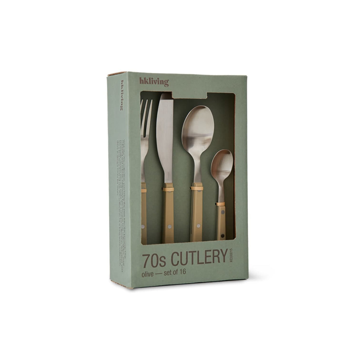 70s cutlery: olive, set of 16 - Bilde 3