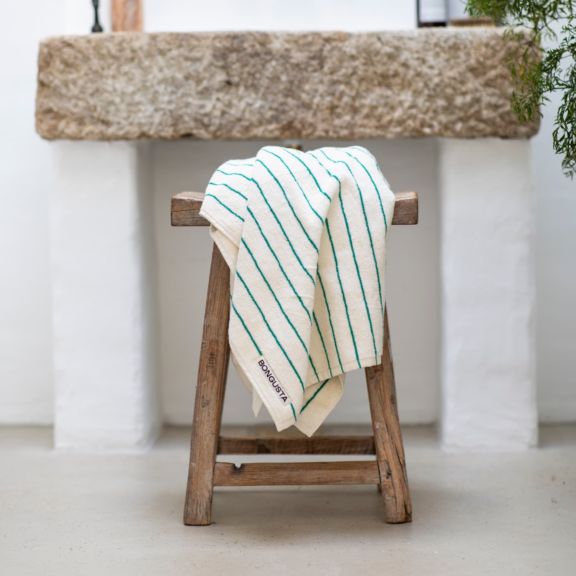 Badehåndkle Pure White & Grass 70x140