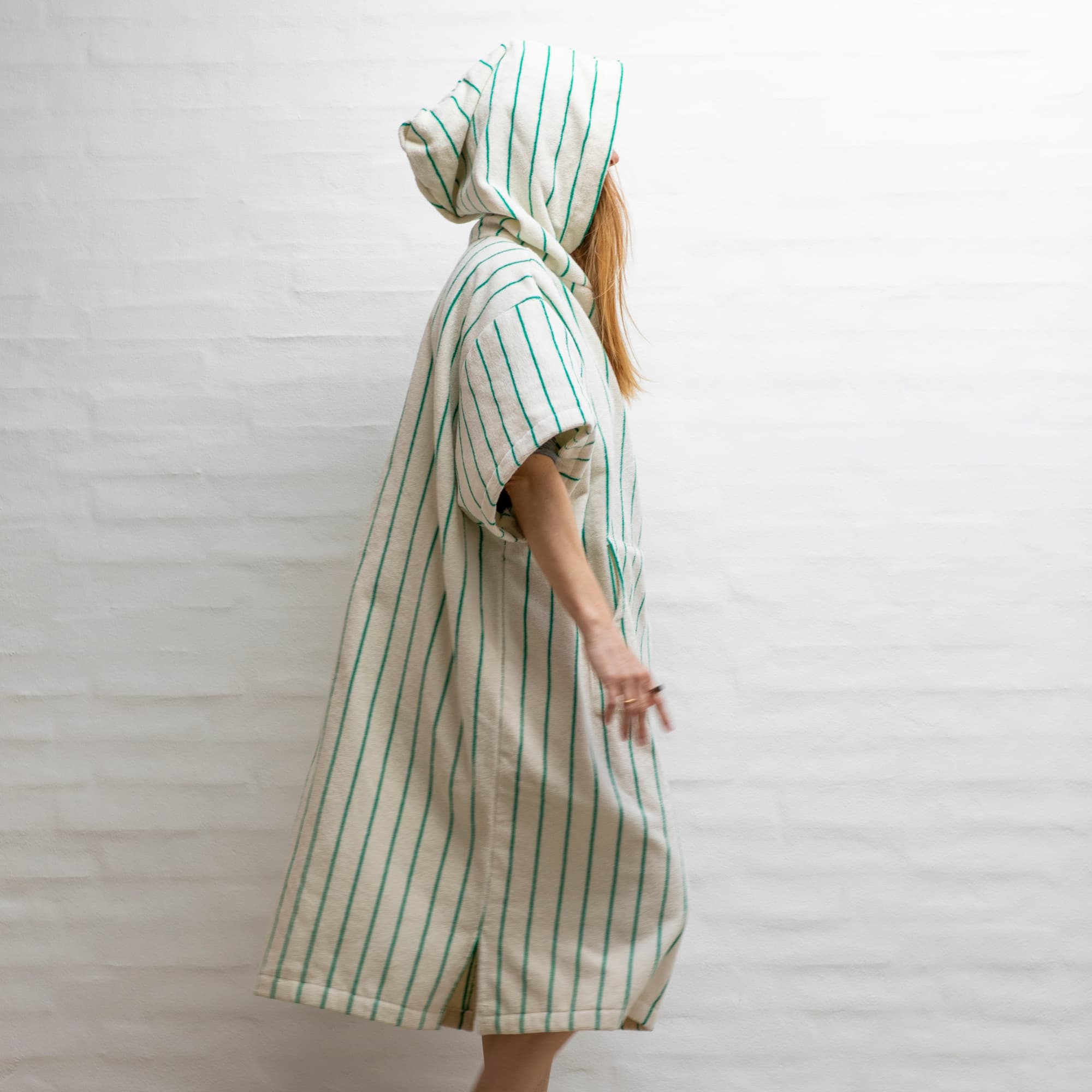 Badehåndkle Poncho Pure White & Grass