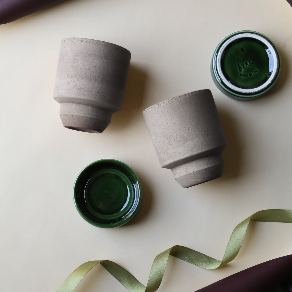 2 stk | Potter Hoff Ø8 Raw Grey/Emerald Green