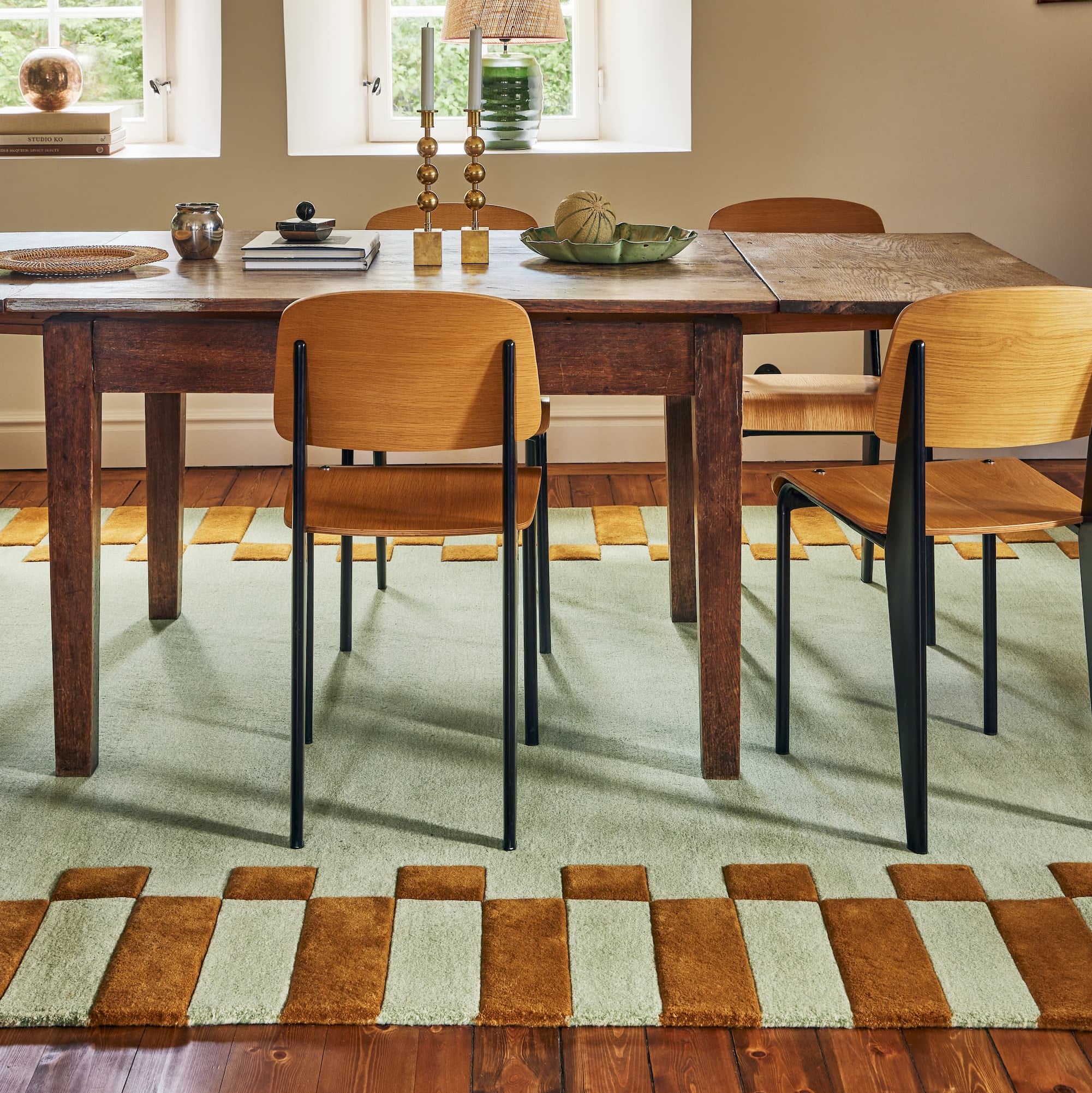 Gulvteppe Teklan Frame Pistachio Camel