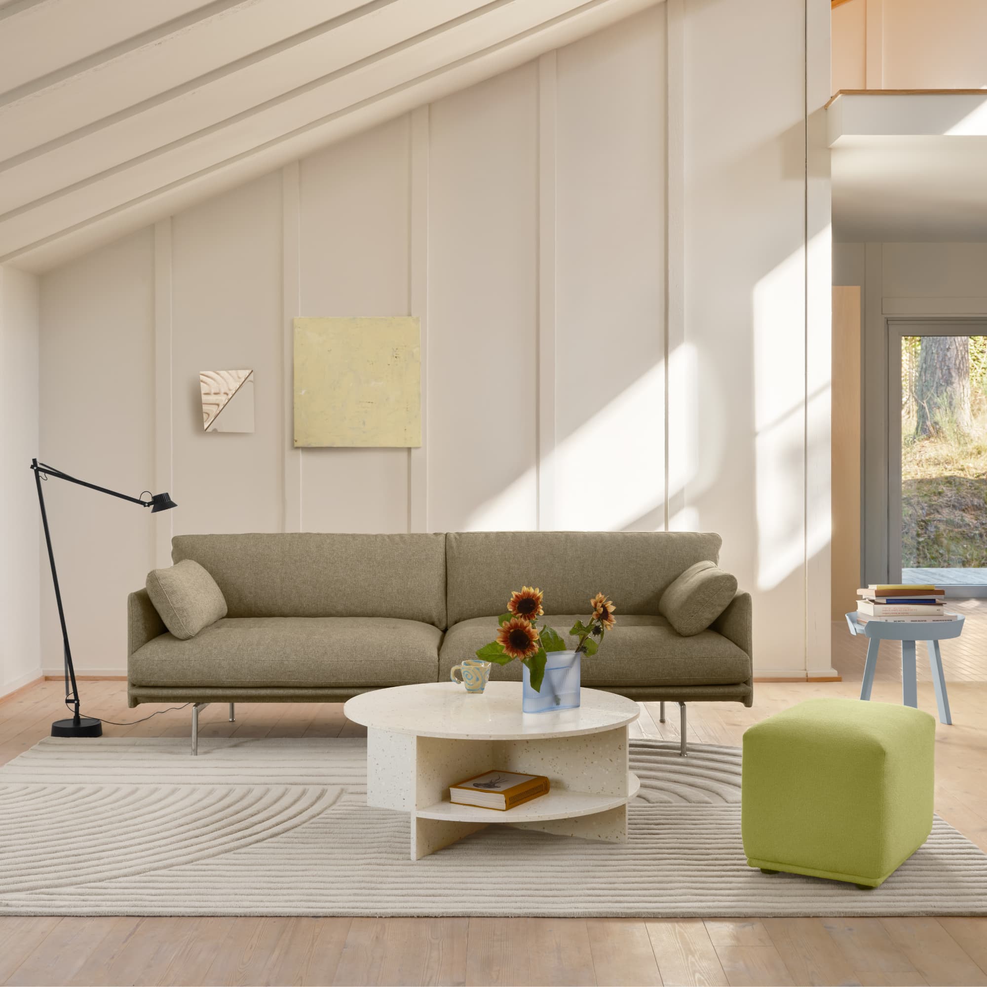 Loungebord Halves Ø85 - Off-White Terrazzo