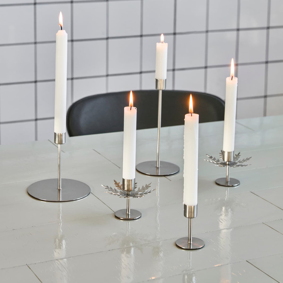 2 stk | Lysestaker Snowflake Sølv