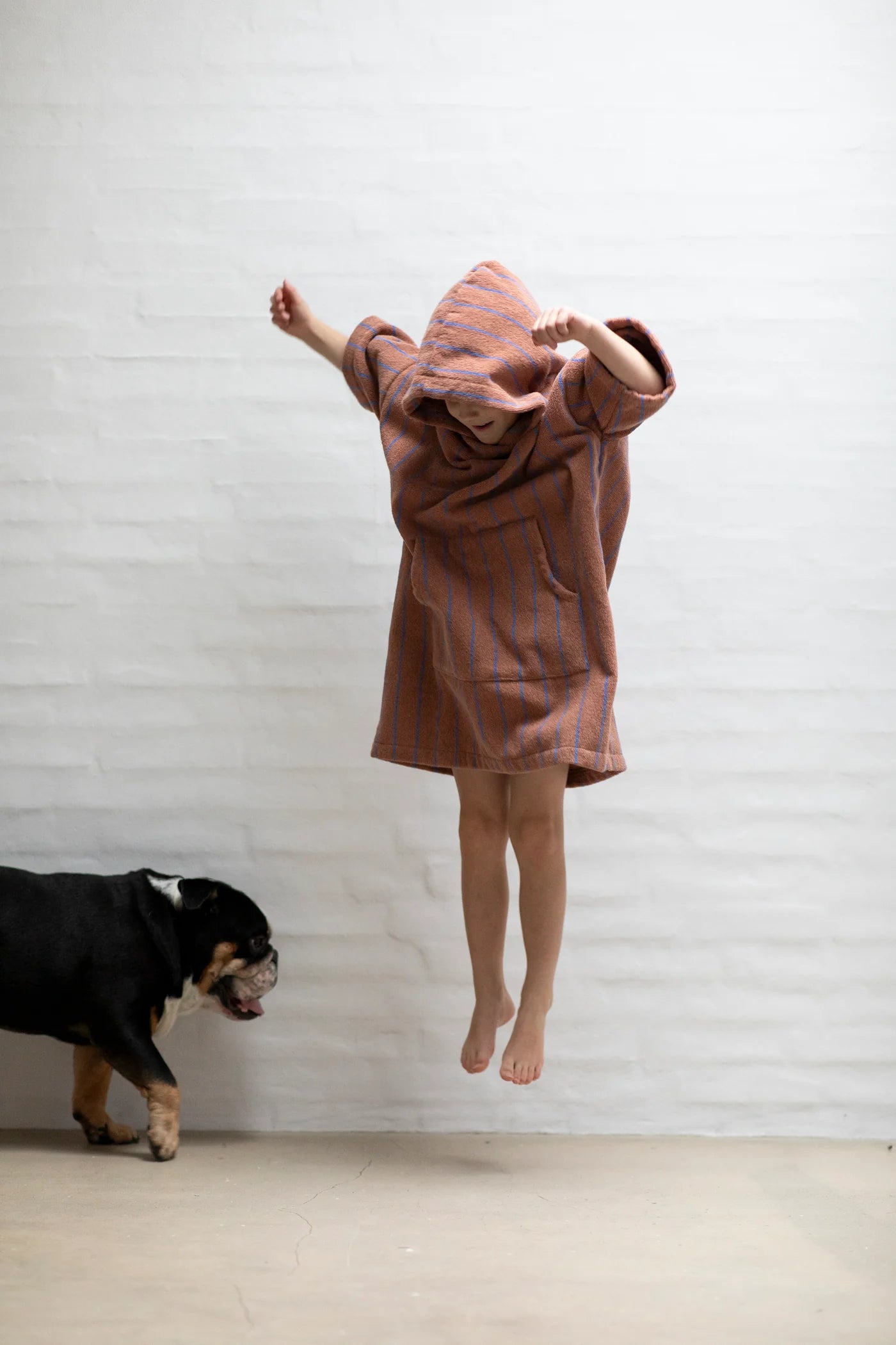 Badehåndkle Poncho Kids Camel & Ultramarine