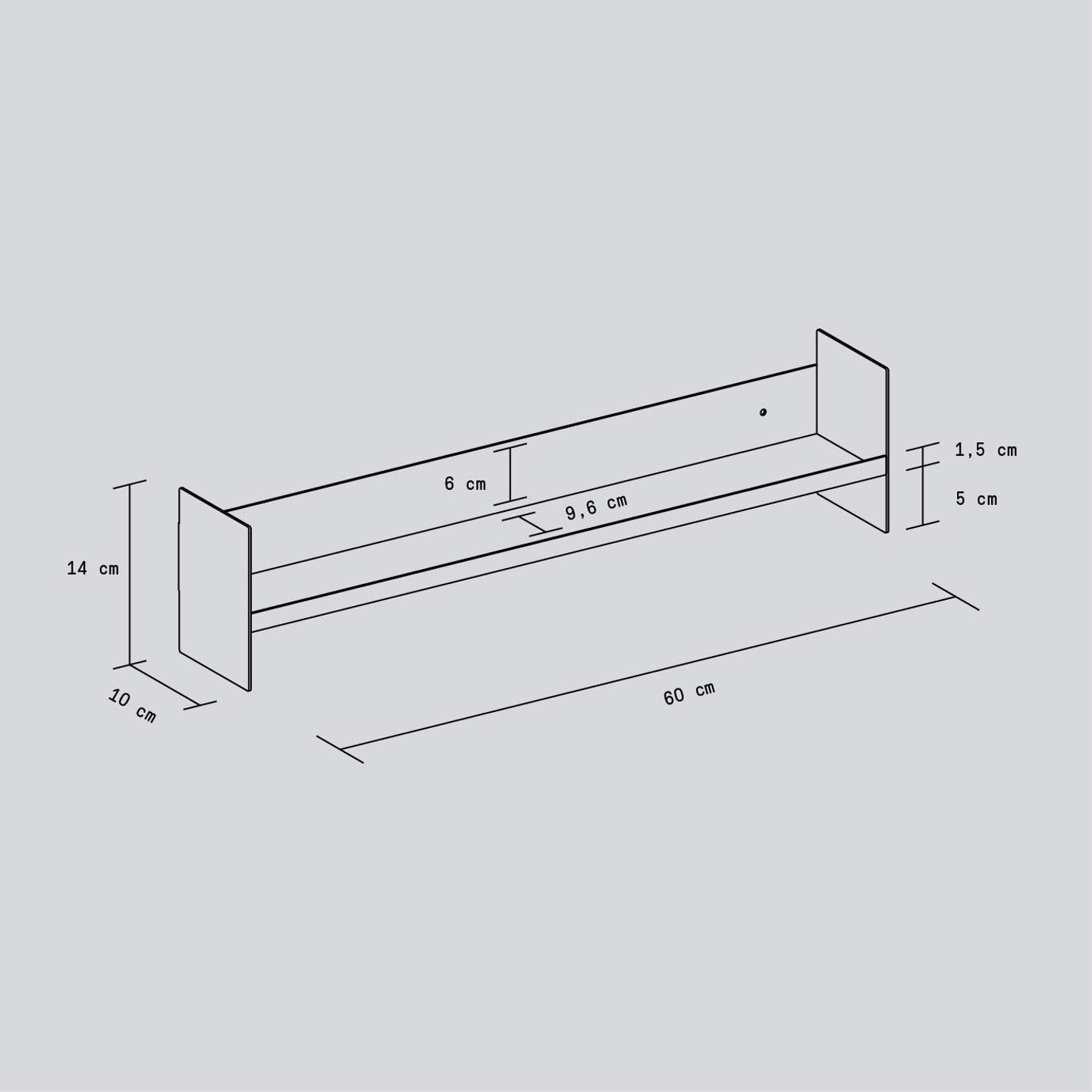 Hylle Pli Slim 60cm
