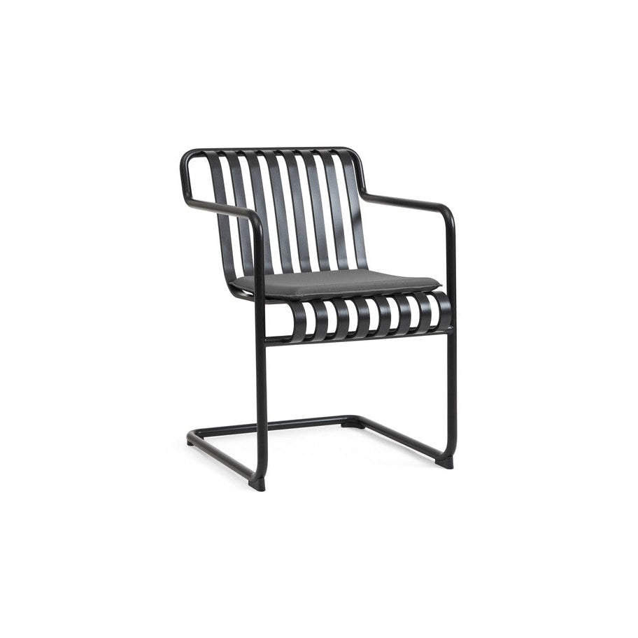 Plissade sort spisestol Cantilever med armlene i svart med pute