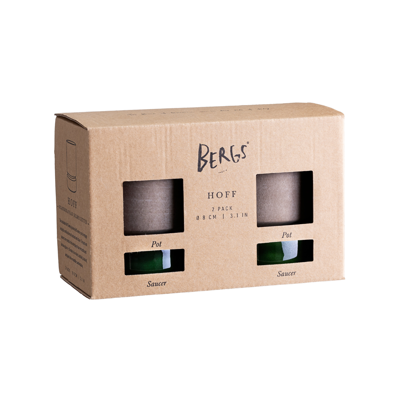 Hoff Potte Ø8 2pk - Raw Grey/Emerald Green