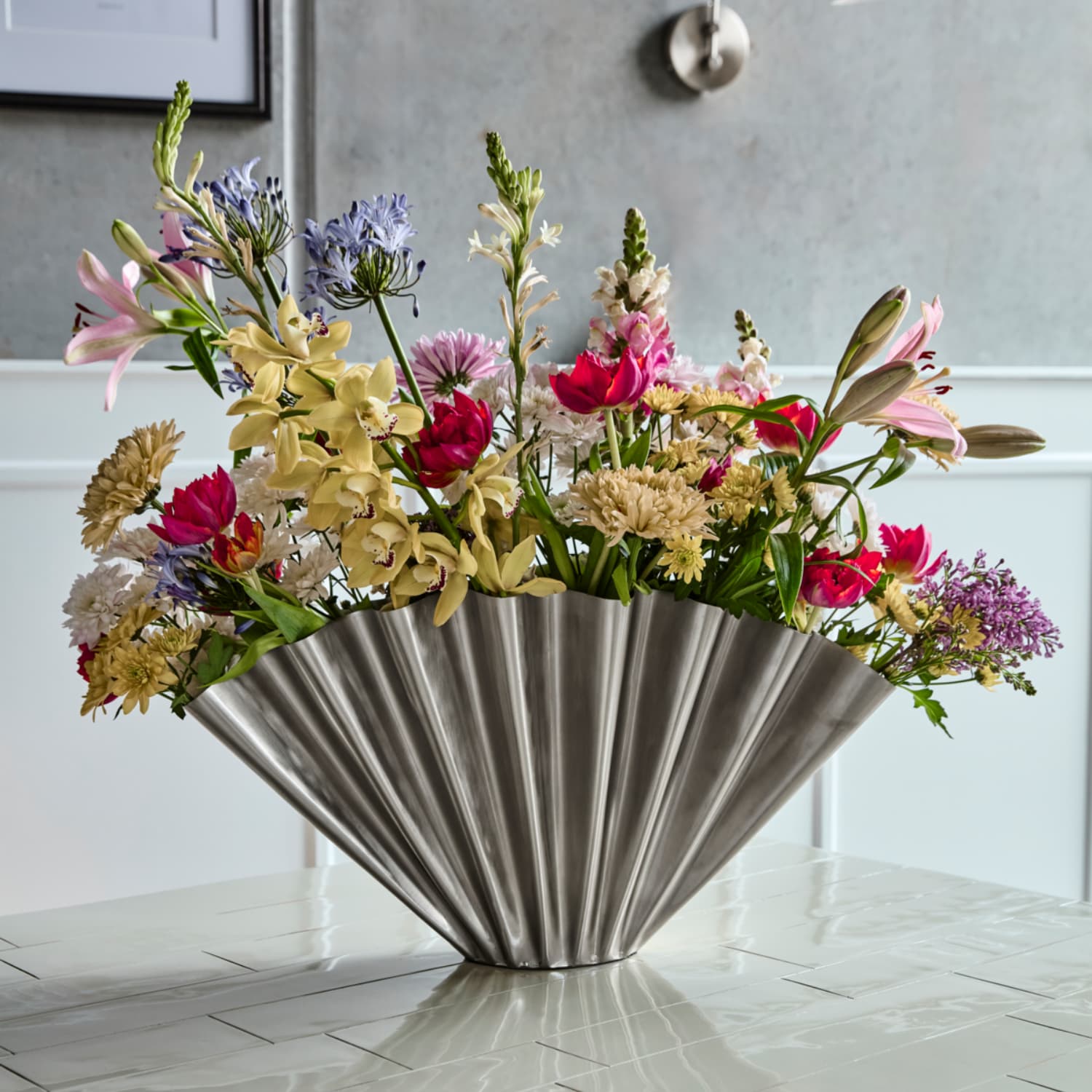 Vase Flood Børstet Sølvfinish