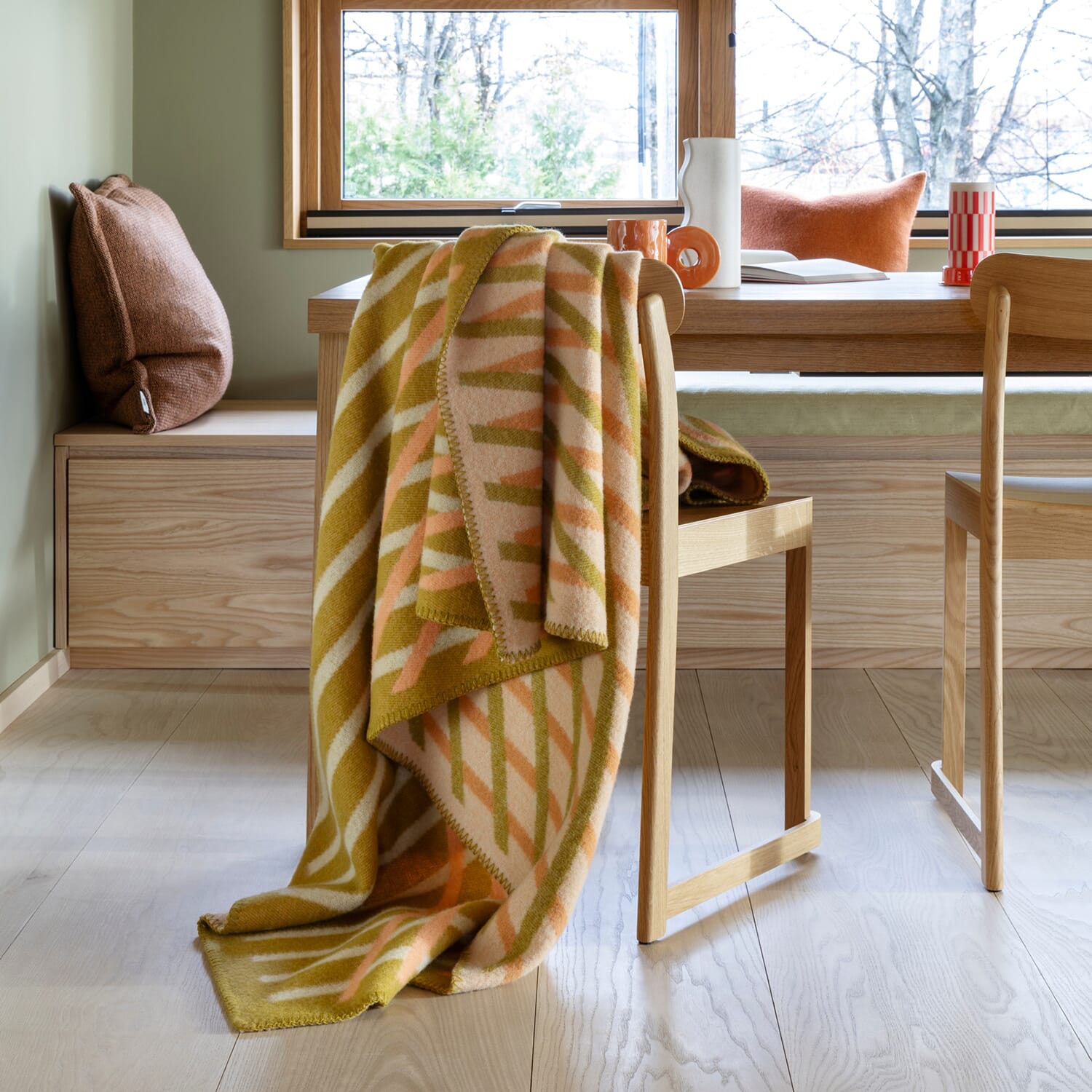 Ullpledd Bislett Peach & Pistachio - Hovedbilde