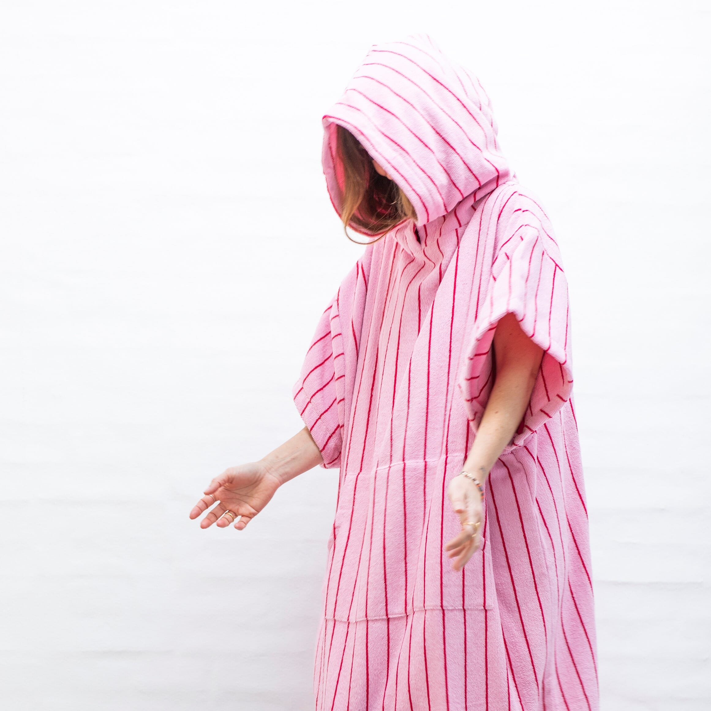 Badeh†ndkle Poncho Pink/Red - Hovedbilde