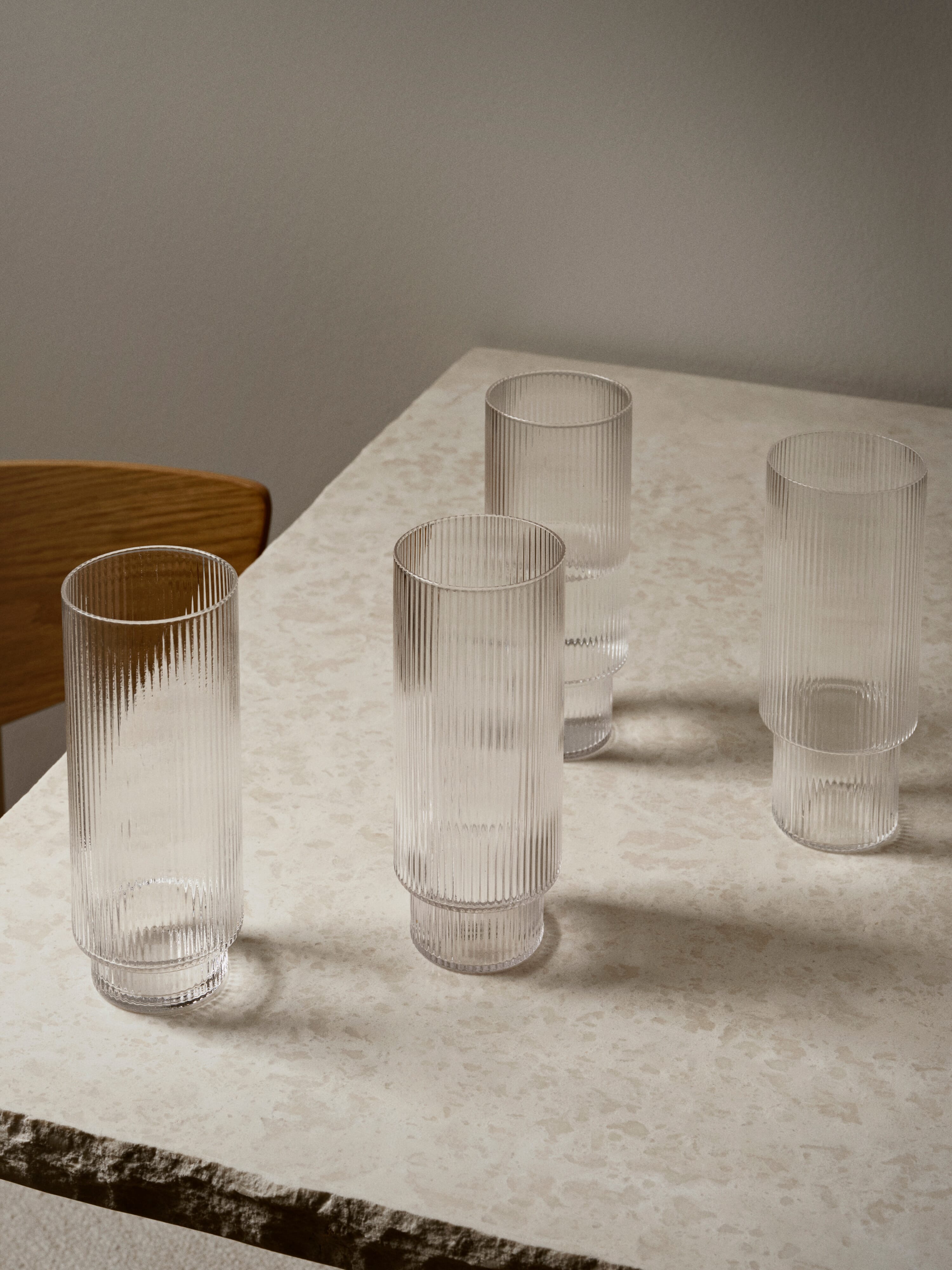 4 stk | Long Drink Glass Ripple Clear - Bilde 5