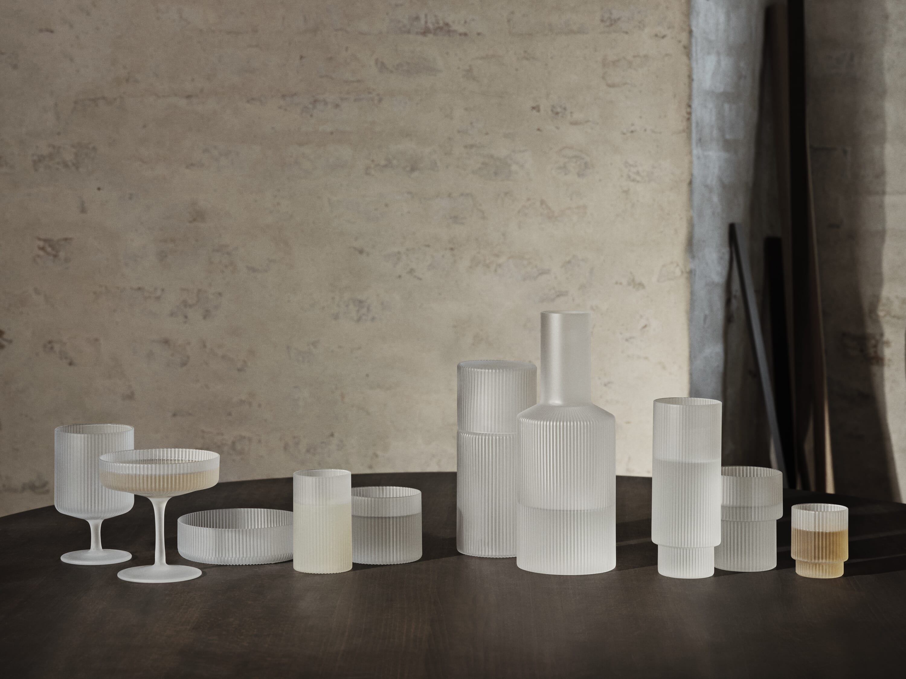 4 stk | Long Drink Glass Ripple Frosted - Bilde 2