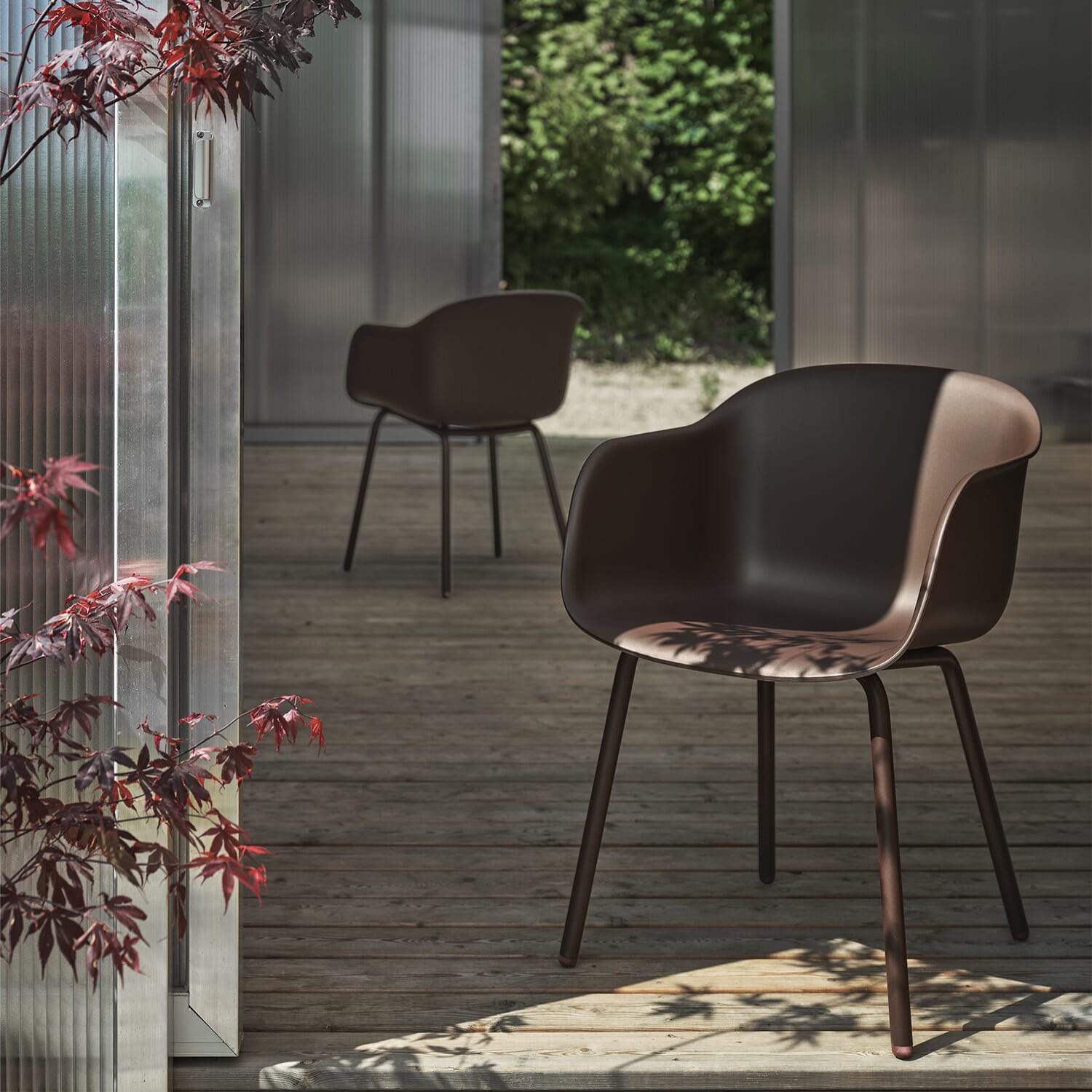 Fiber Outdoor Armchair - Brown Red - Hovedbilde