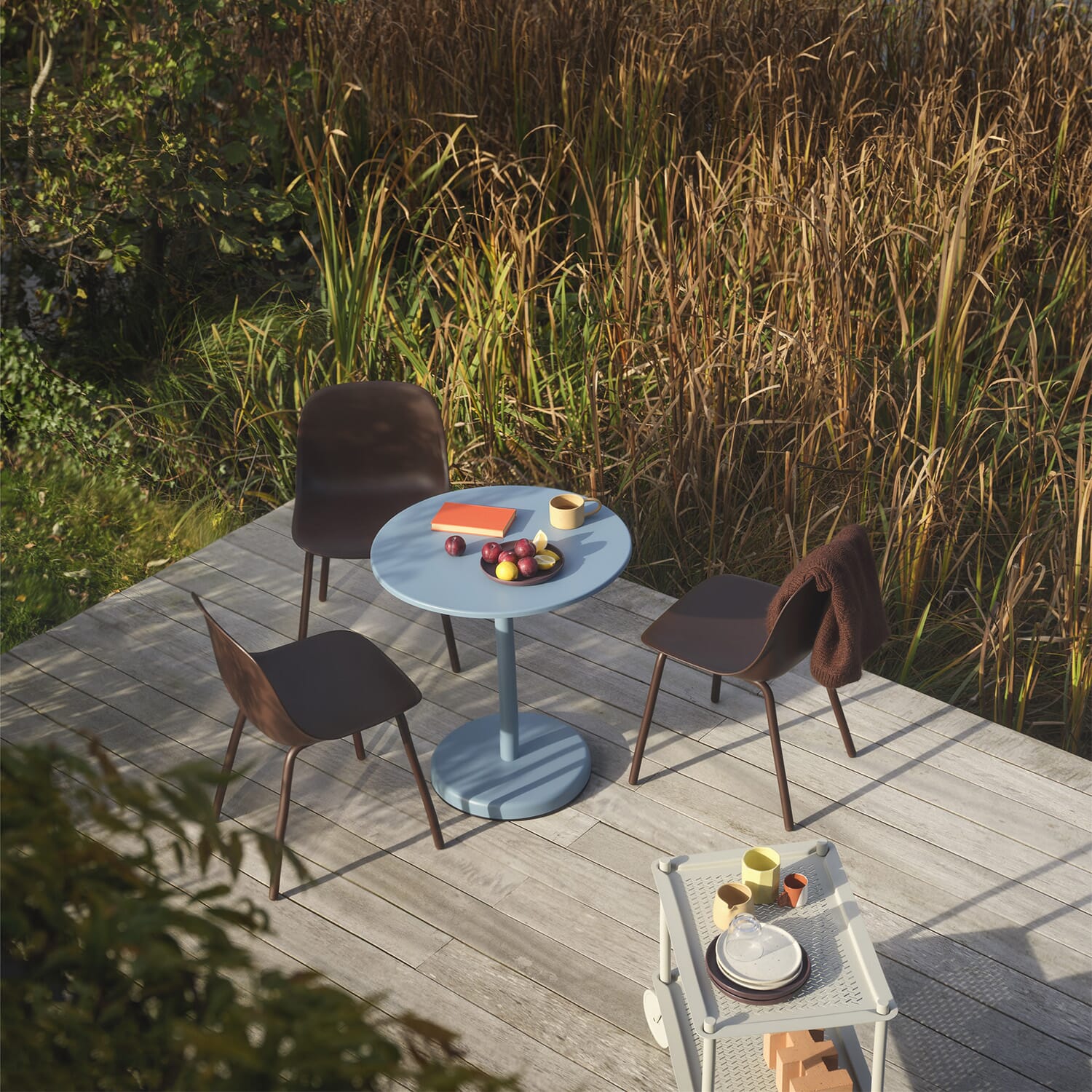 Fiber Outdoor Side Chair - Brown Red - Bilde 2