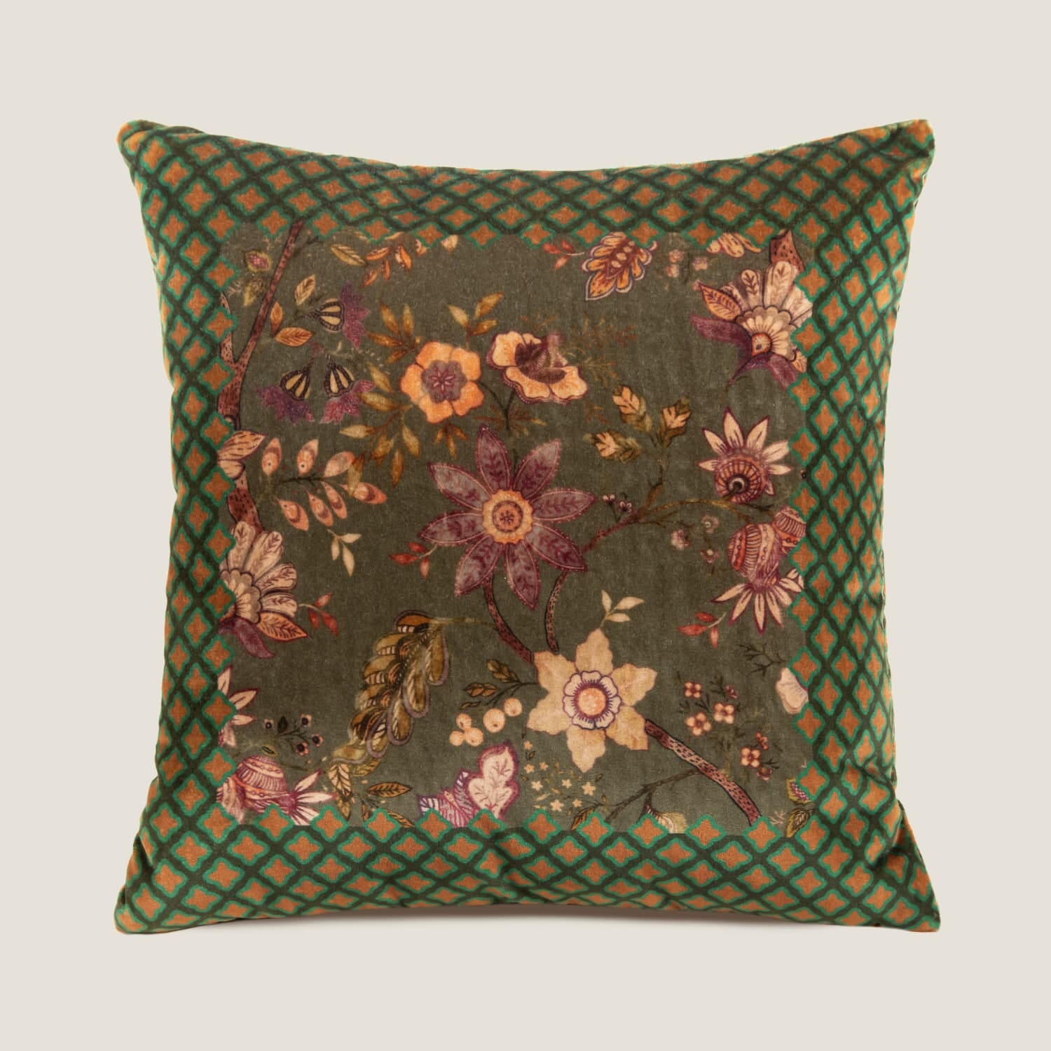 Putetrekk Frati Floral Green 50x50 cm
