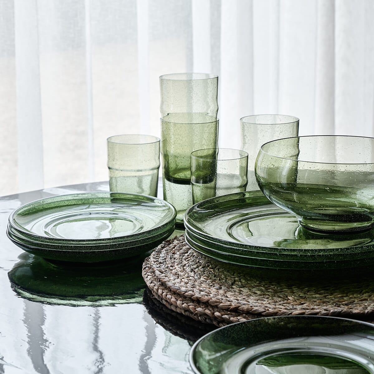 2 stk | Glass Rain Green - Bilde 2