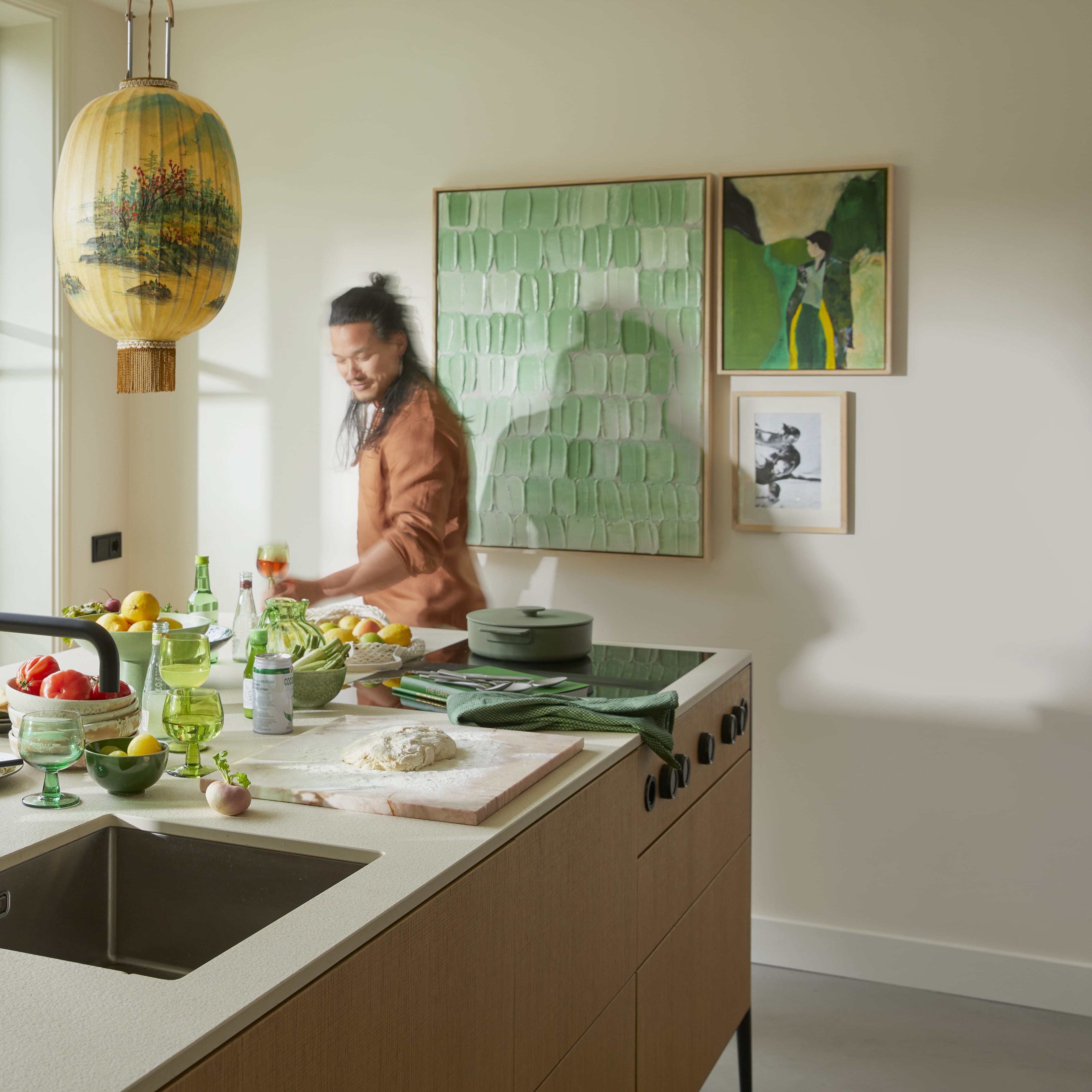 Maleri Green Palette Abstract 75x100 - Bilde 6