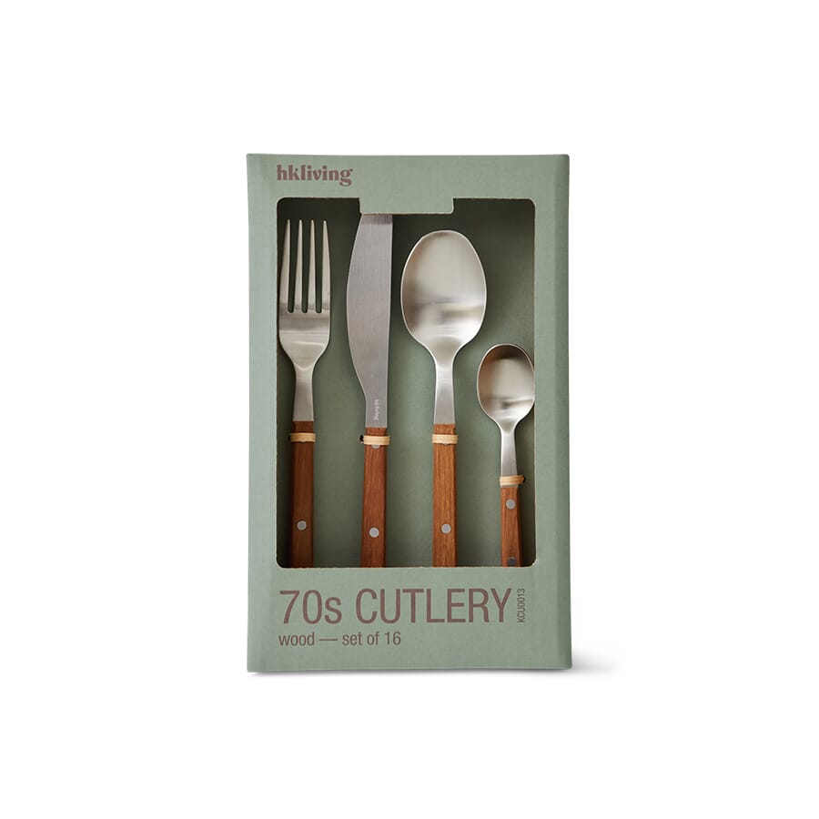 70s cutlery: wood, set of 16 - Hovedbilde