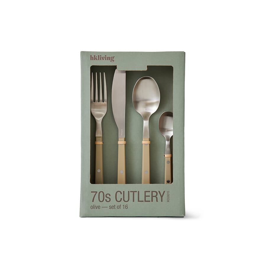 70s cutlery: olive, set of 16 - Hovedbilde