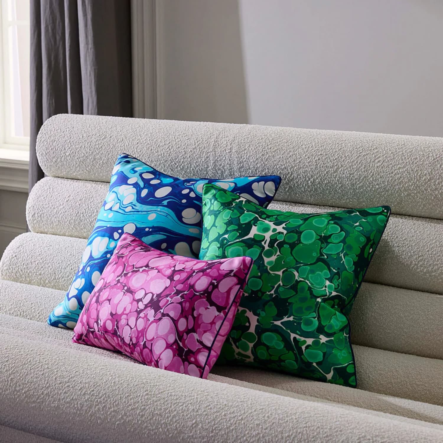 Marbleized Silk Pillow - Green