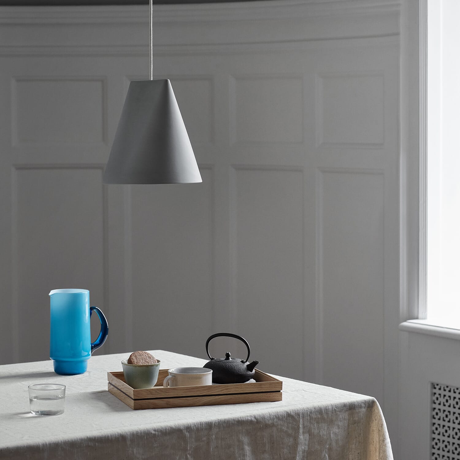 Taklampe Keramikk Wide Light Grey - Hovedbilde