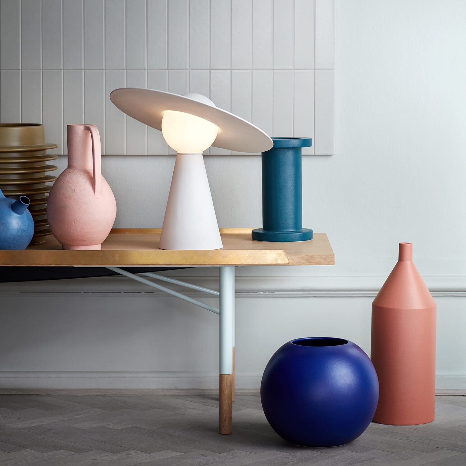 Bordlampe Keramikk Hvit - Bilde 9