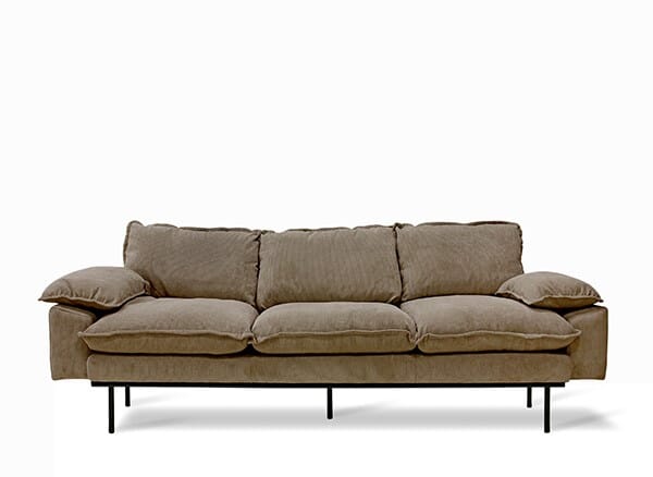 Sofa Retro Cord Brown 3 seter - Hovedbilde