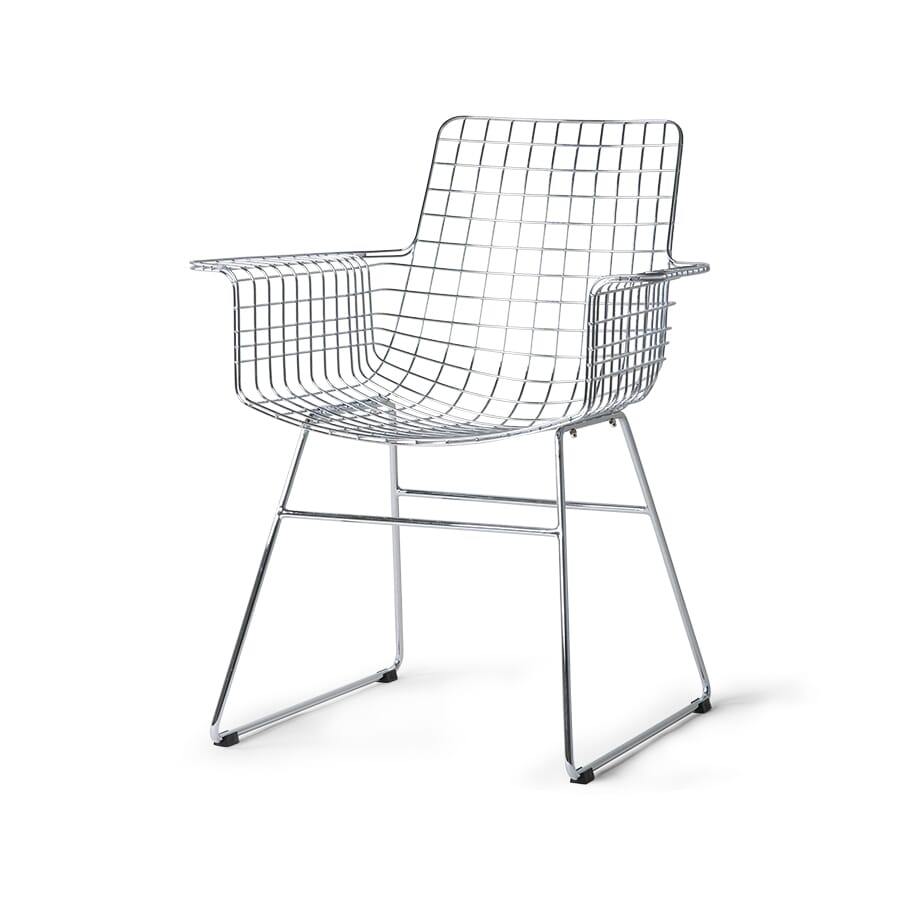 Metal wire chair with arms silver - Hovedbilde