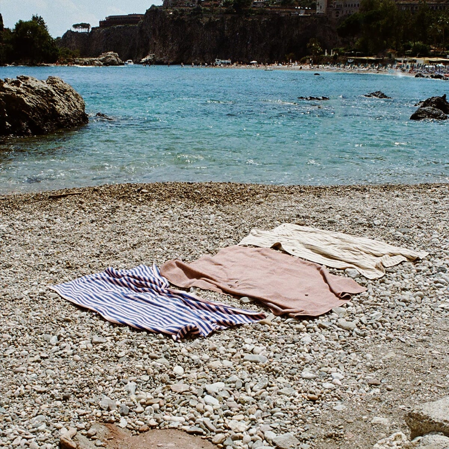 Badehåndkle XL Camel/Marine 100x150 - Bilde 3