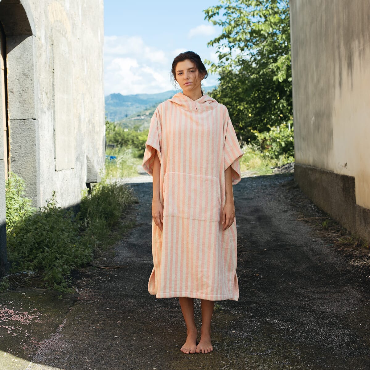 Badeh†ndkle Poncho Tropical/Creme - Hovedbilde