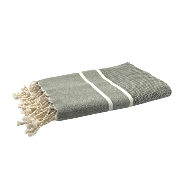 Fouta Håndkle Herringbone Olive 100x200 - Hovedbilde