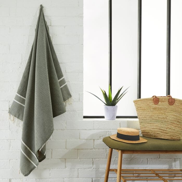 Fouta Håndkle Herringbone Olive 100x200 - Bilde 2