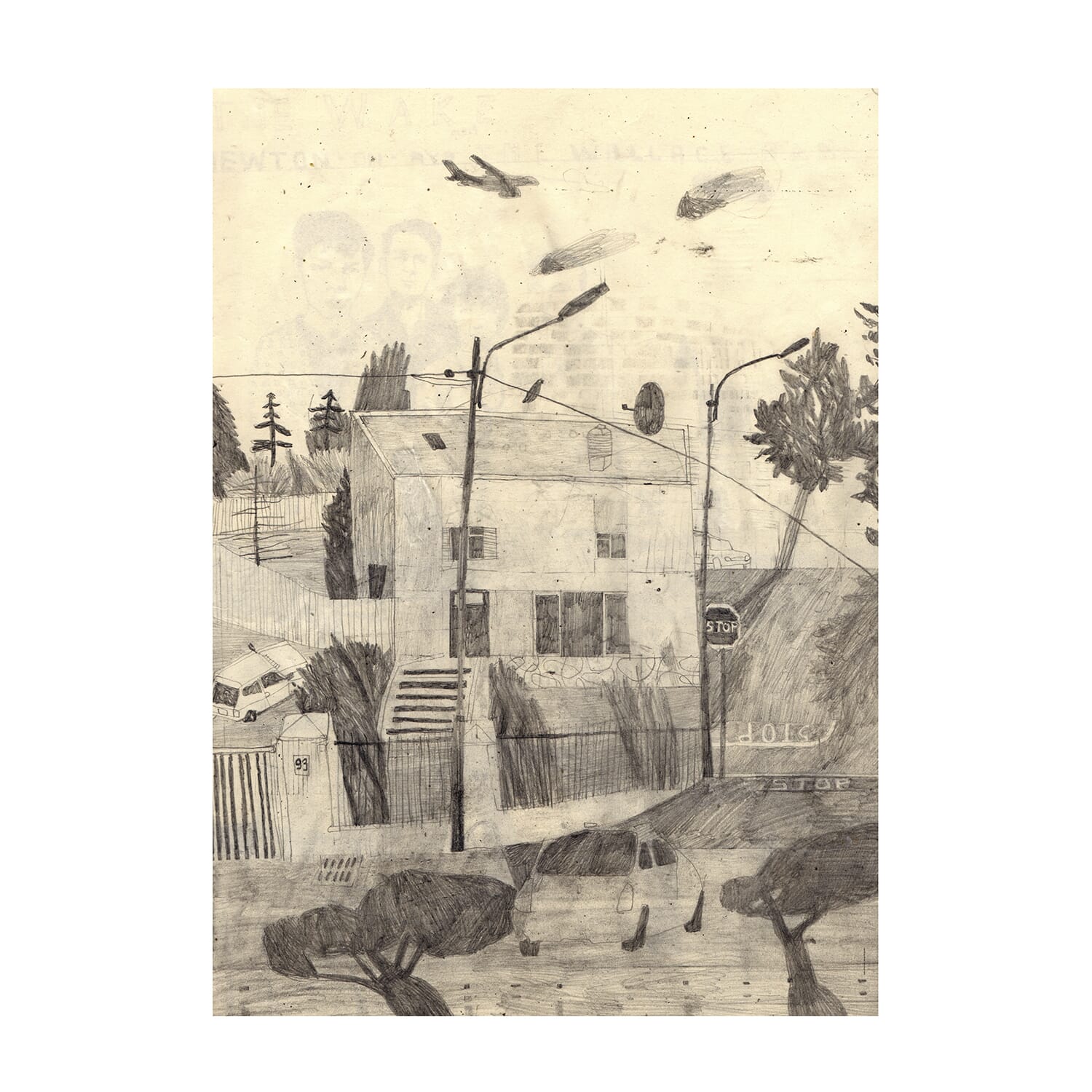 Poster House And Plane 50x70 cm - Hovedbilde