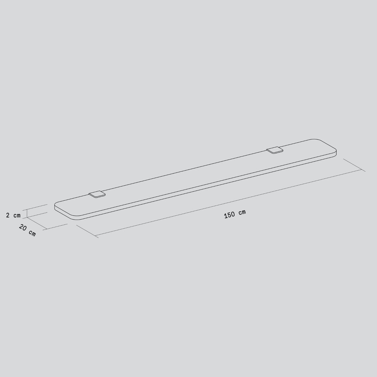 Hylleplate Resirkulert Plast 150cm