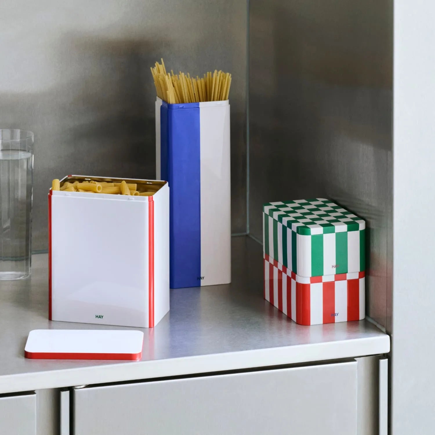 Tin Oppbevaringsboks Large Hvit/Rød