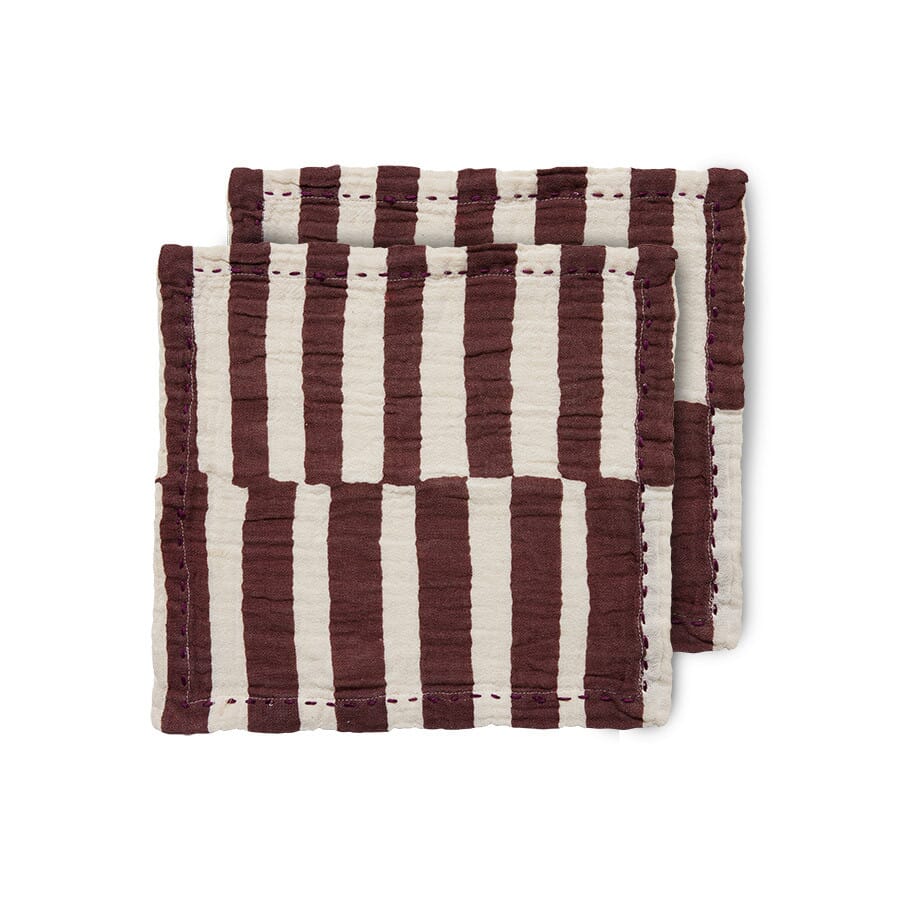 2 stk | Tøyserviett Striped Burgundy - Hovedbilde