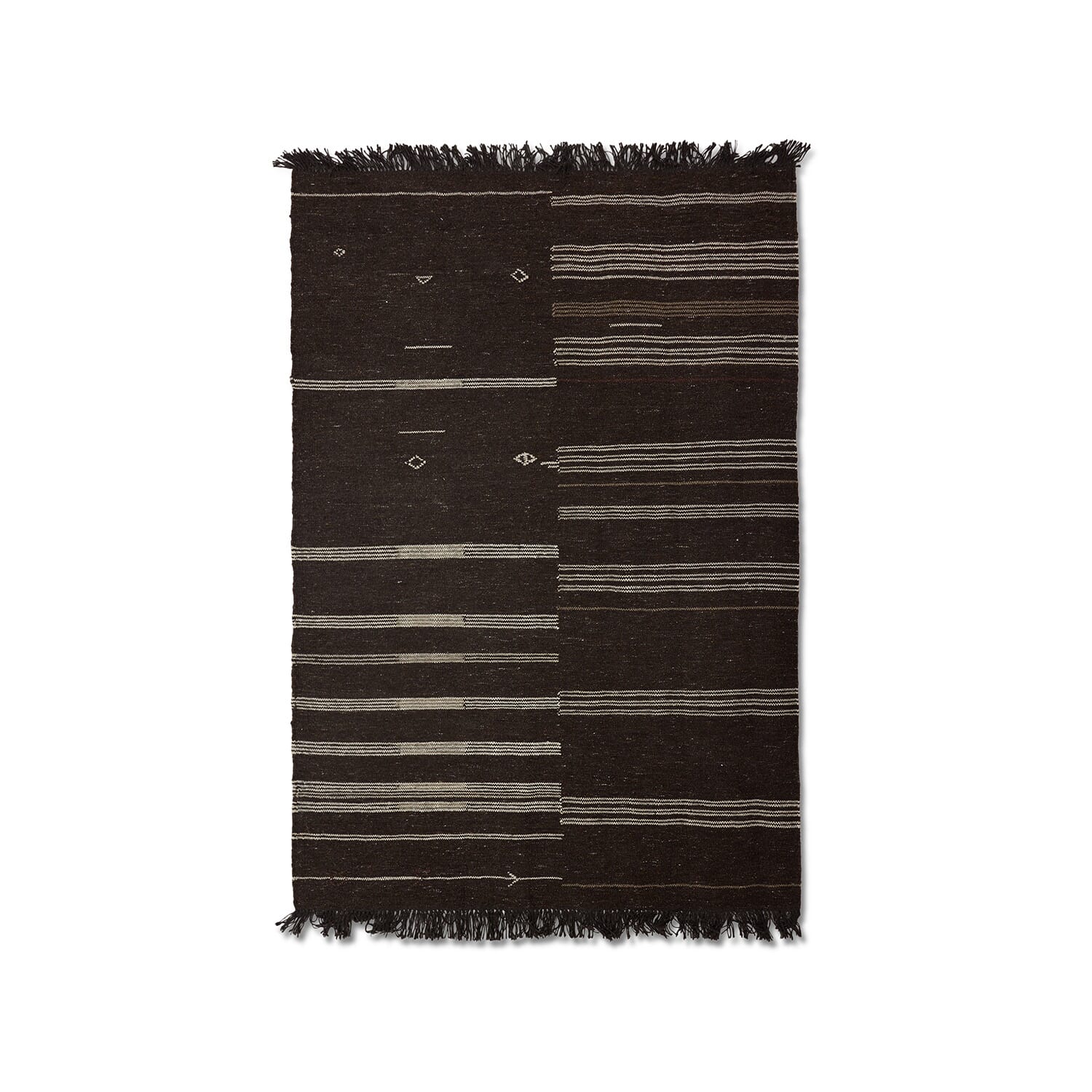 Striped woolen kelim brown (150x240cm) - Hovedbilde