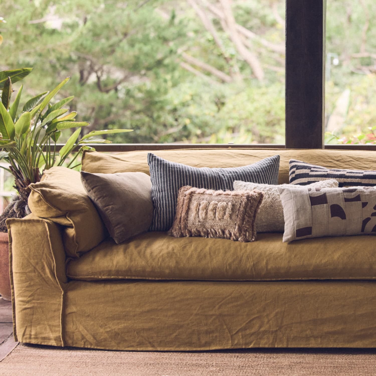 Nomad couch: 244cm, linen, burnt ochre - Bilde 4