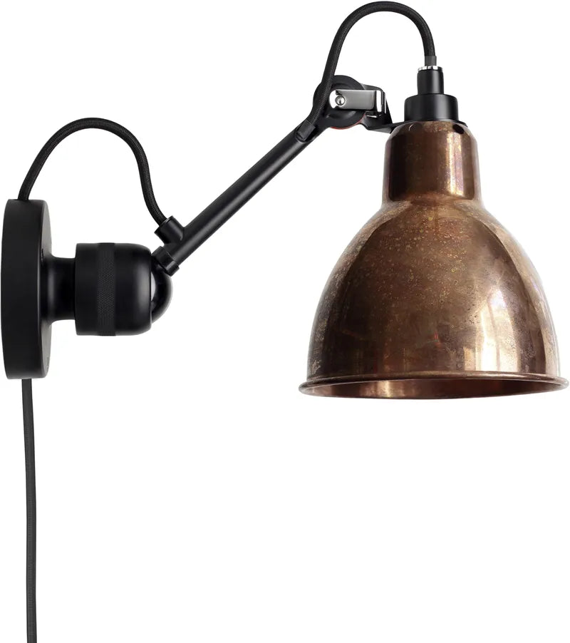 Vegglampe No 304 m/ledning i kobberfarge - Hovedbilde