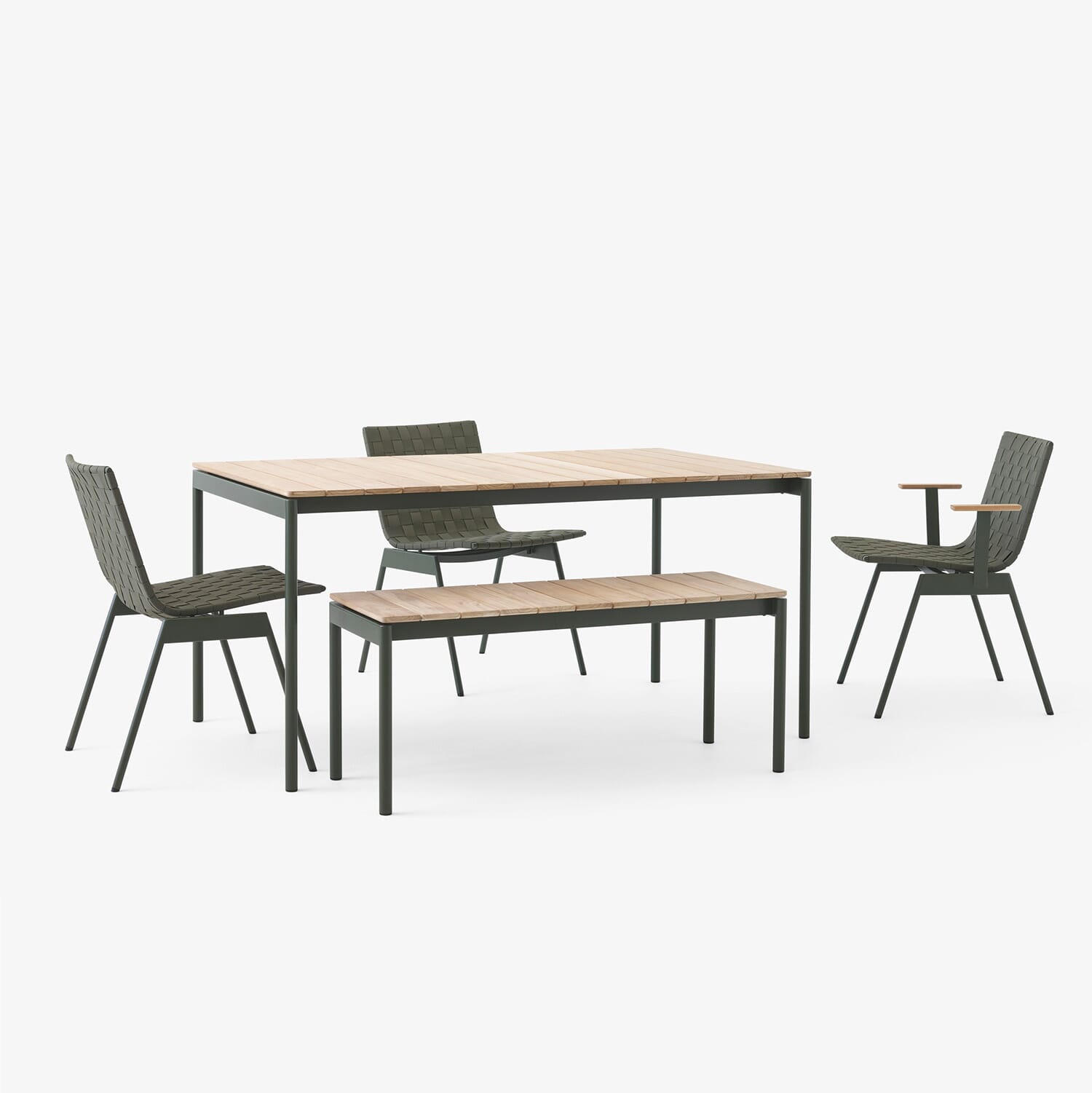 Ville Outdoor Dining Table AV25 Bronze Green frame Teak - Bilde 4