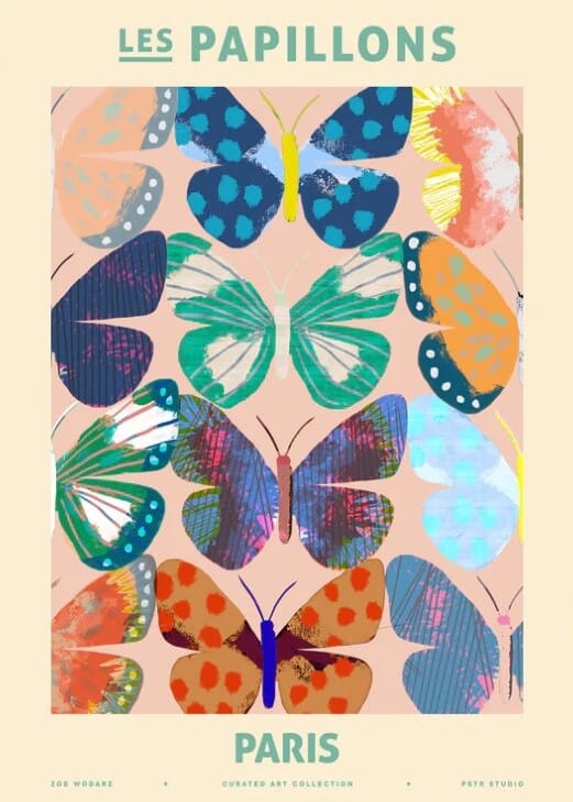 Bilde av Poster And Frame - Poster And Frame Poster Les Papillons Paris - Lunehjem.no - Interiør På Nett