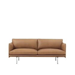 Outline Sofa 2 seter Skinn/Aluminum base